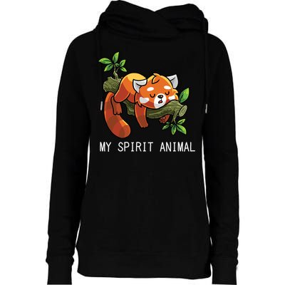 Red Panda Lazy Spirit Animal Gift Womens Funnel Neck Pullover Hood