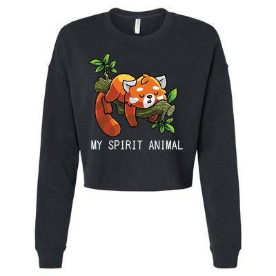 Red Panda Lazy Spirit Animal Gift Cropped Pullover Crew