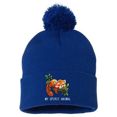 Red Panda Lazy Spirit Animal Gift Pom Pom 12in Knit Beanie