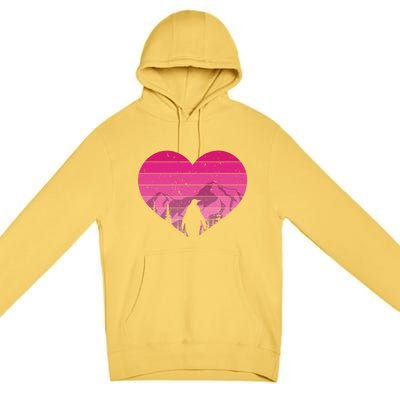 Retro Penguin Lovers Vintage Heart Valentine's Day Cool Gift Premium Pullover Hoodie