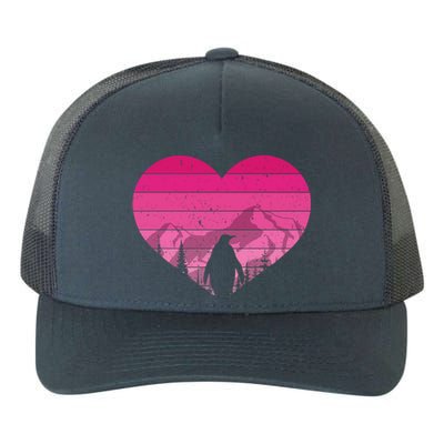 Retro Penguin Lovers Vintage Heart Valentine's Day Cool Gift Yupoong Adult 5-Panel Trucker Hat