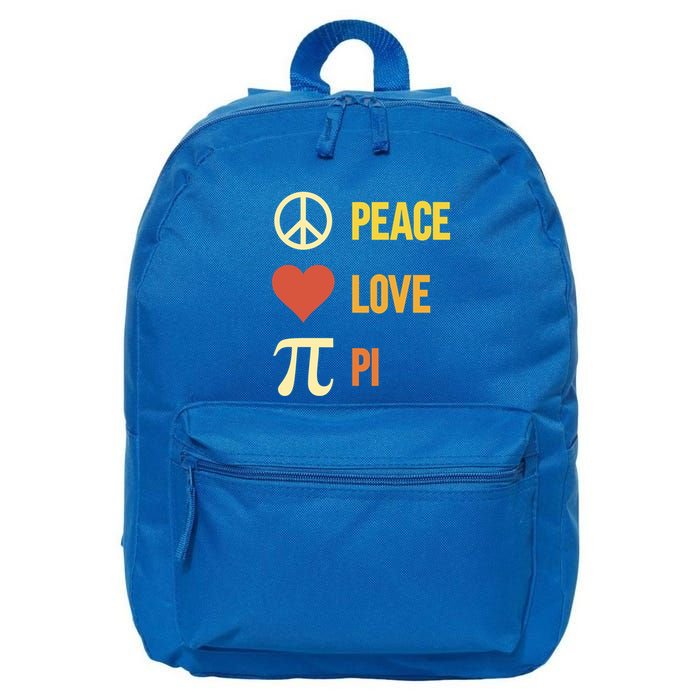 Retro Peace Love Pi 3 14 Happy Pi Day Math Pun Pi Day Gift 16 in Basic Backpack