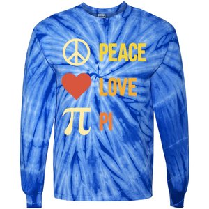 Retro Peace Love Pi 3 14 Happy Pi Day Math Pun Pi Day Gift Tie-Dye Long Sleeve Shirt