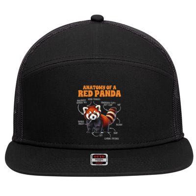 Red Panda Lover Animal Lover Anatomy Of A Red Panda 7 Panel Mesh Trucker Snapback Hat