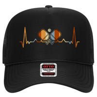 Retro Pickleball Lovers Heartbeat In Retro Colors Pickleball Gift High Crown Mesh Back Trucker Hat