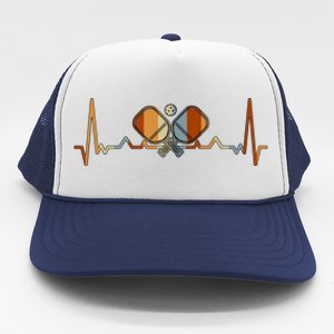 Retro Pickleball Lovers Heartbeat In Retro Colors Pickleball Gift Trucker Hat