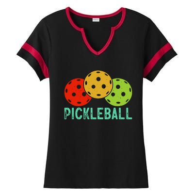 Retro Pickleball Logo Ladies Halftime Notch Neck Tee