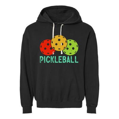 Retro Pickleball Logo Garment-Dyed Fleece Hoodie