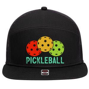 Retro Pickleball Logo 7 Panel Mesh Trucker Snapback Hat