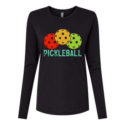 Retro Pickleball Logo Womens Cotton Relaxed Long Sleeve T-Shirt