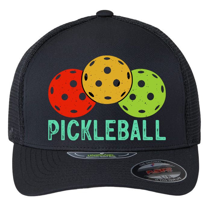 Retro Pickleball Logo Flexfit Unipanel Trucker Cap