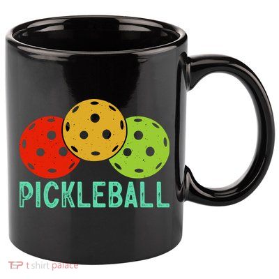 Retro Pickleball Logo 11oz C Handle Ceramic Mug