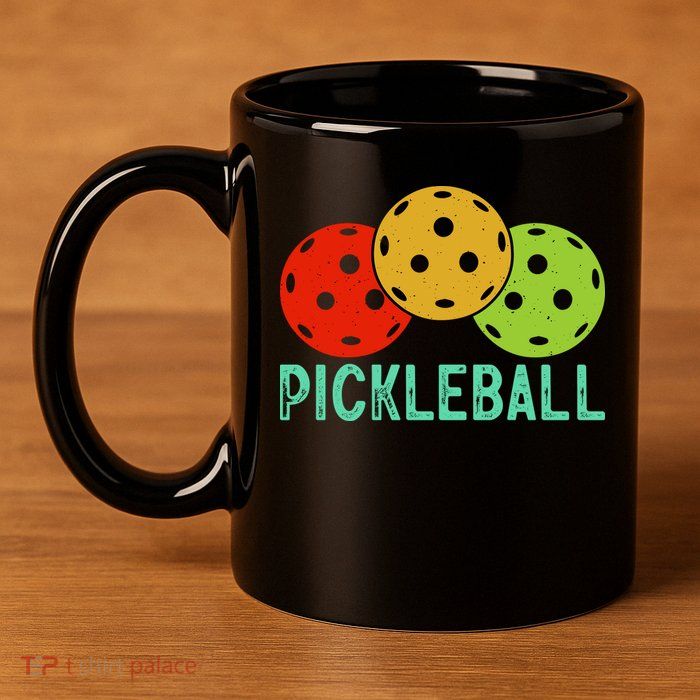 Retro Pickleball Logo 11oz C Handle Ceramic Mug