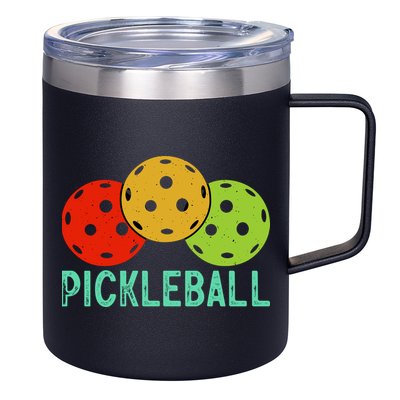 Retro Pickleball Logo 12oz Stainless Steel Coffee Mug