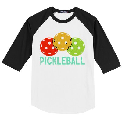 Retro Pickleball Logo Baseball Sleeve Shirt