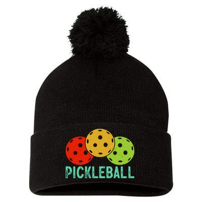 Retro Pickleball Logo Pom Pom 12in Knit Beanie