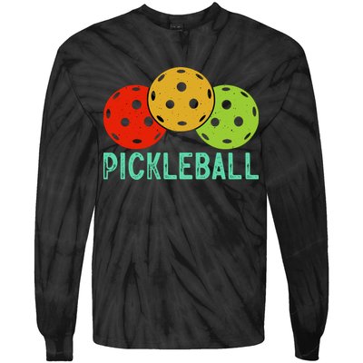 Retro Pickleball Logo Tie-Dye Long Sleeve Shirt
