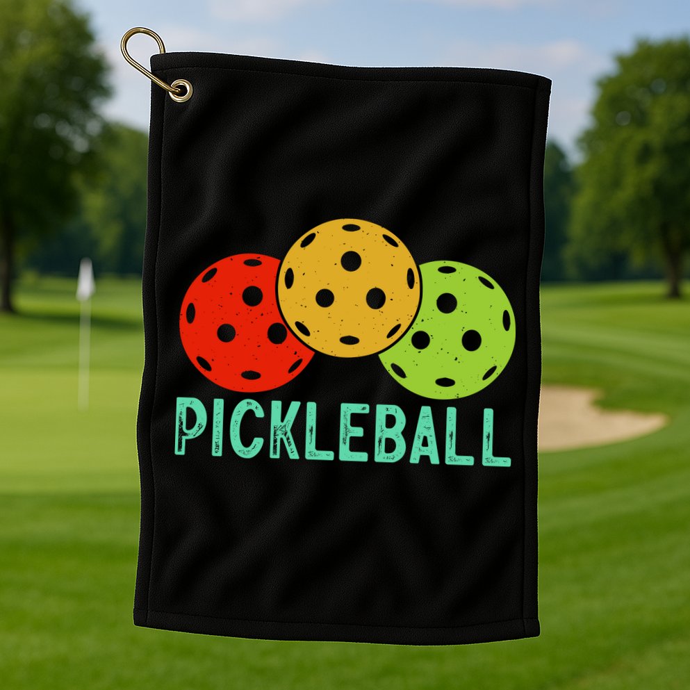 Retro Pickleball Logo Golf Towel