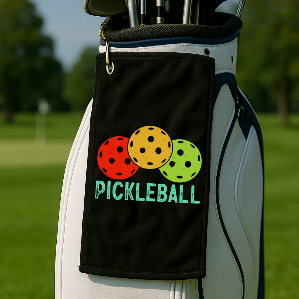 Retro Pickleball Logo Golf Towel