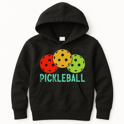 Retro Pickleball Logo Kids Hoodie