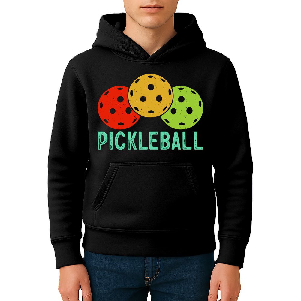Retro Pickleball Logo Kids Hoodie