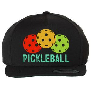 Retro Pickleball Logo Wool Snapback Cap