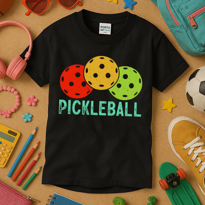 Retro Pickleball Logo Kids T-Shirt