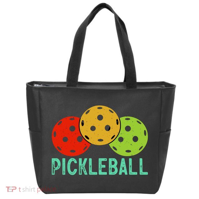 Retro Pickleball Logo Zip Tote Bag