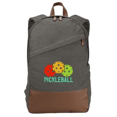 Retro Pickleball Logo Cotton Canvas Backpack