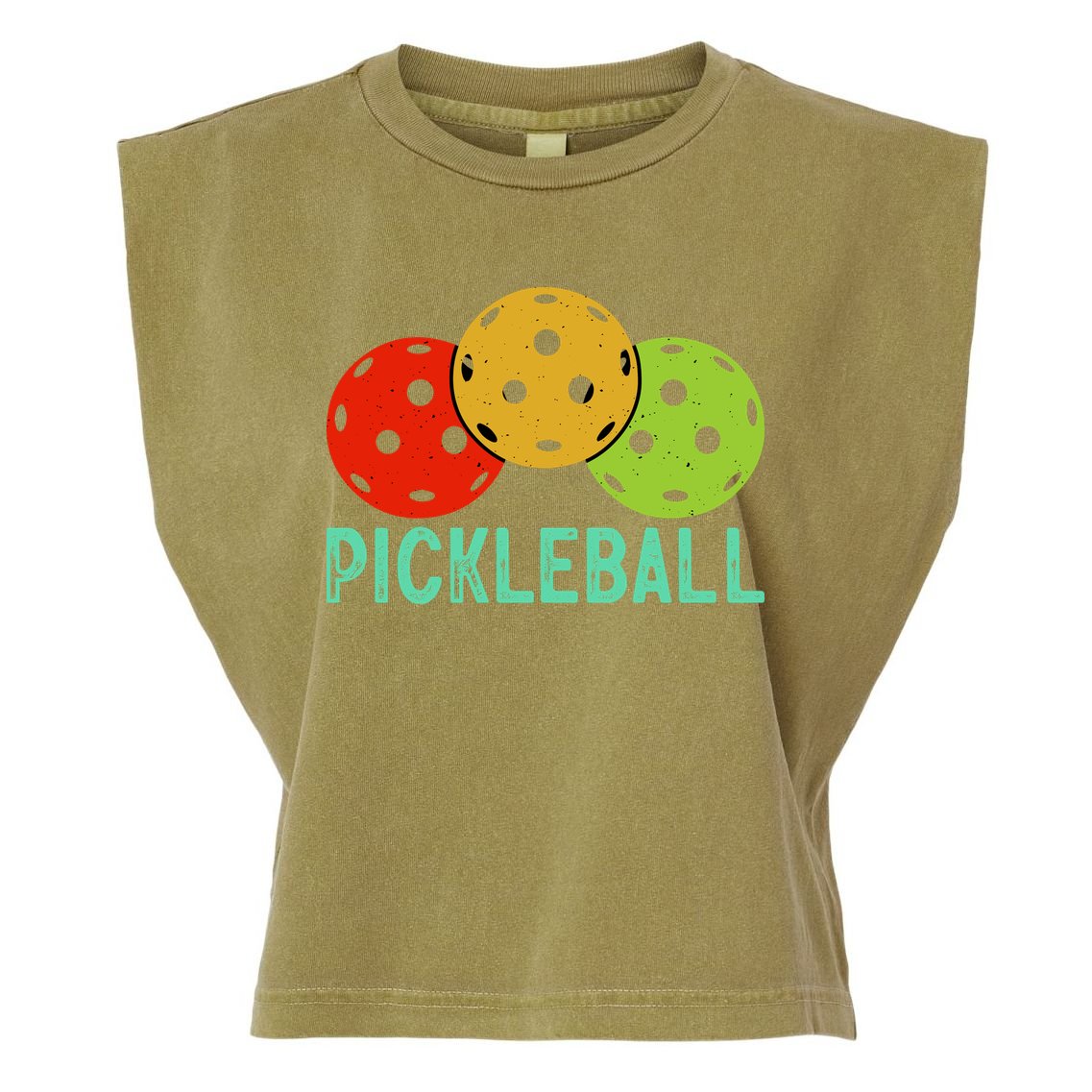Retro Pickleball Logo Garment-Dyed Women's Muscle Tee