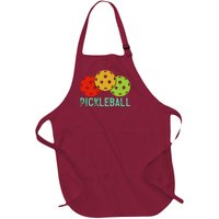 Retro Pickleball Logo Full-Length Apron With Pockets