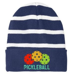 Retro Pickleball Logo Striped Beanie with Solid Band