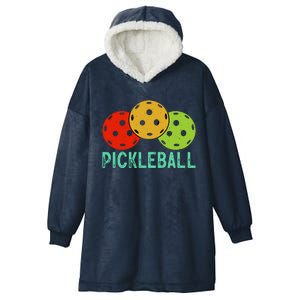 Retro Pickleball Logo Hooded Wearable Blanket