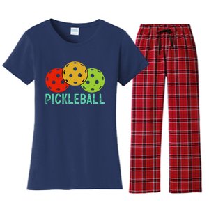 Retro Pickleball Logo Women's Flannel Pajama Set