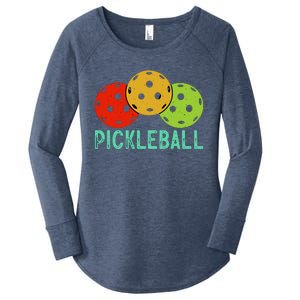 Retro Pickleball Logo Women's Perfect Tri Tunic Long Sleeve Shirt