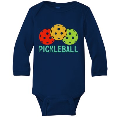 Retro Pickleball Logo Baby Long Sleeve Bodysuit