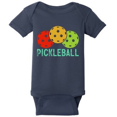 Retro Pickleball Logo Baby Bodysuit