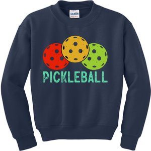 Retro Pickleball Logo Kids Sweatshirt