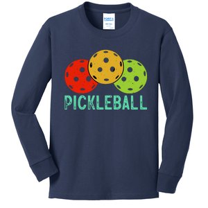 Retro Pickleball Logo Kids Long Sleeve Shirt