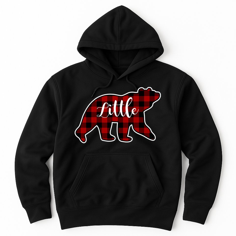 Red Plaid Little Bear Matching Family Group Gift Hoodie