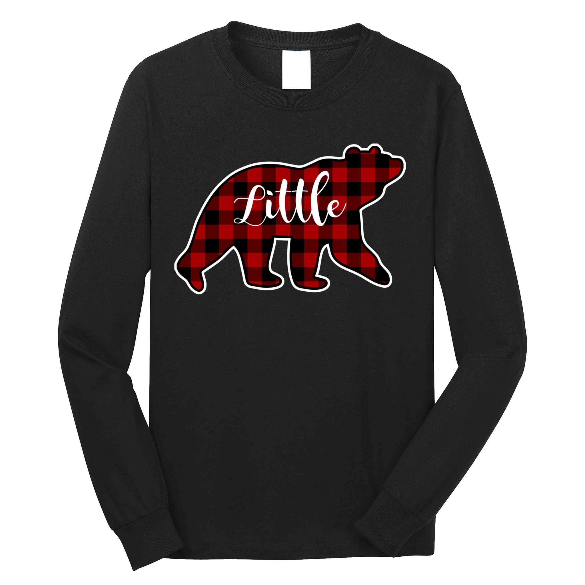Red Plaid Little Bear Matching Family Group Gift Long Sleeve Shirt