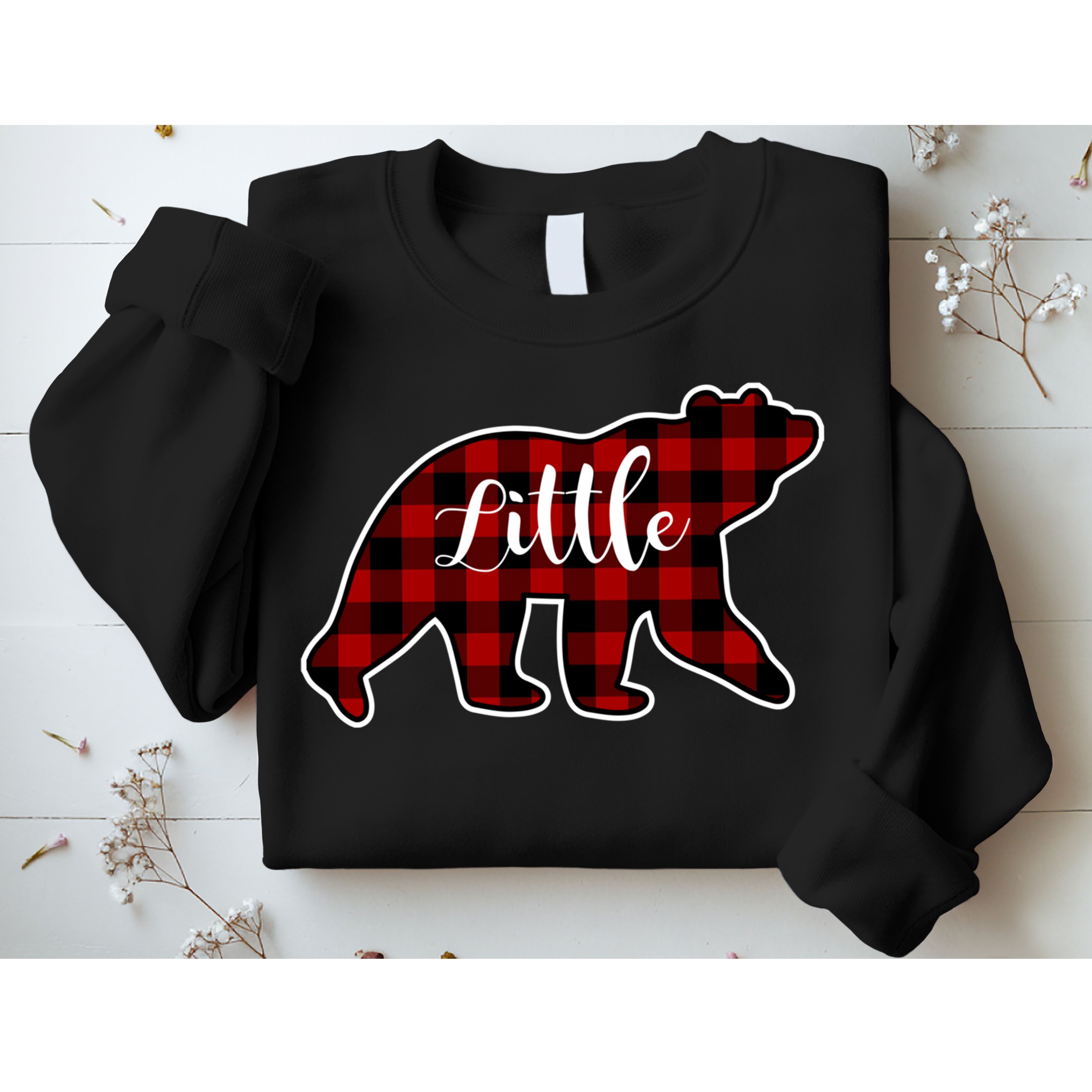 Red Plaid Little Bear Matching Family Group Gift Sweatshirt