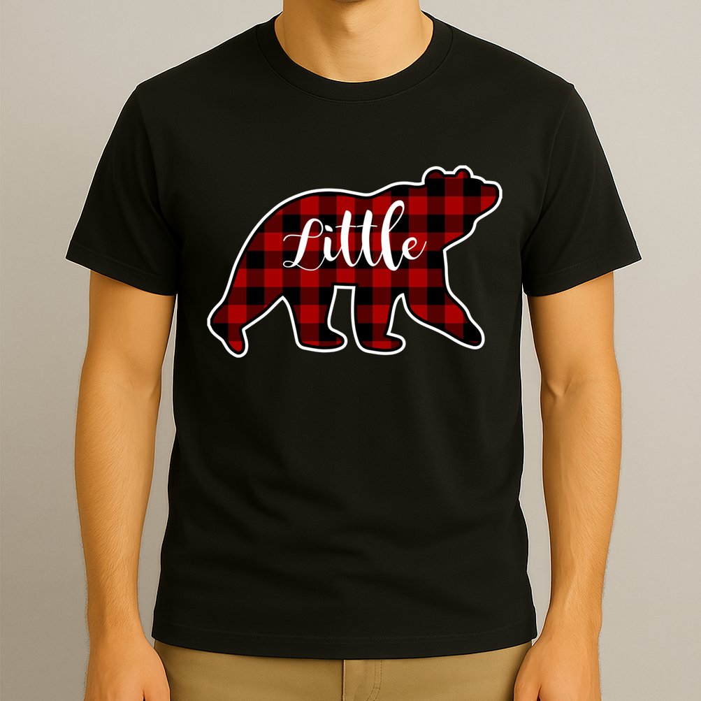 Red Plaid Little Bear Matching Family Group Gift T-Shirt