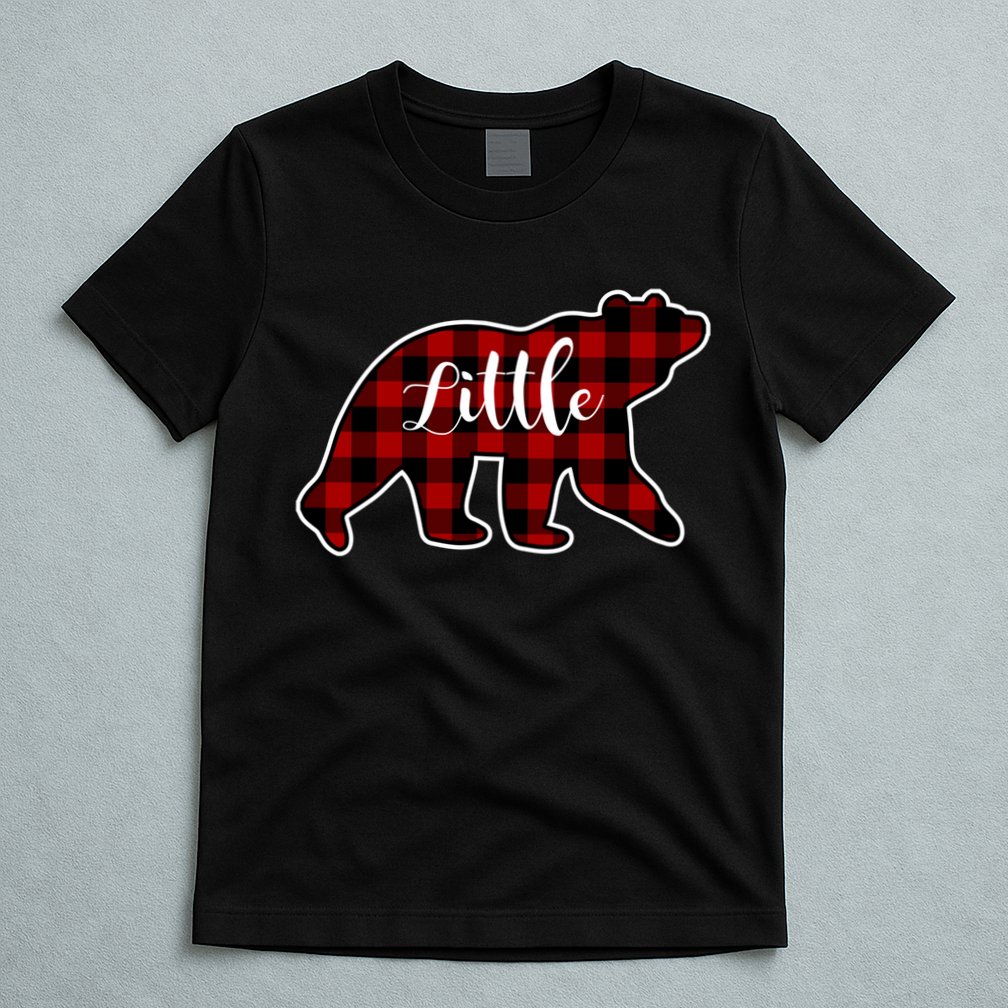 Red Plaid Little Bear Matching Family Group Gift T-Shirt