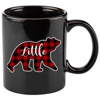Red Plaid Little Bear Matching Family Group Gift 11oz C Handle Ceramic Mug
