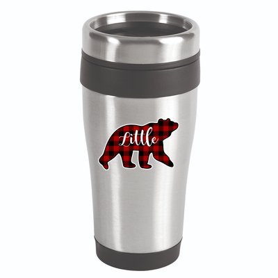 Red Plaid Little Bear Matching Family Group Gift 16oz Travel Tumbler