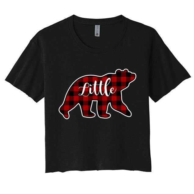 Red Plaid Little Bear Matching Family Group Gift Crop Top