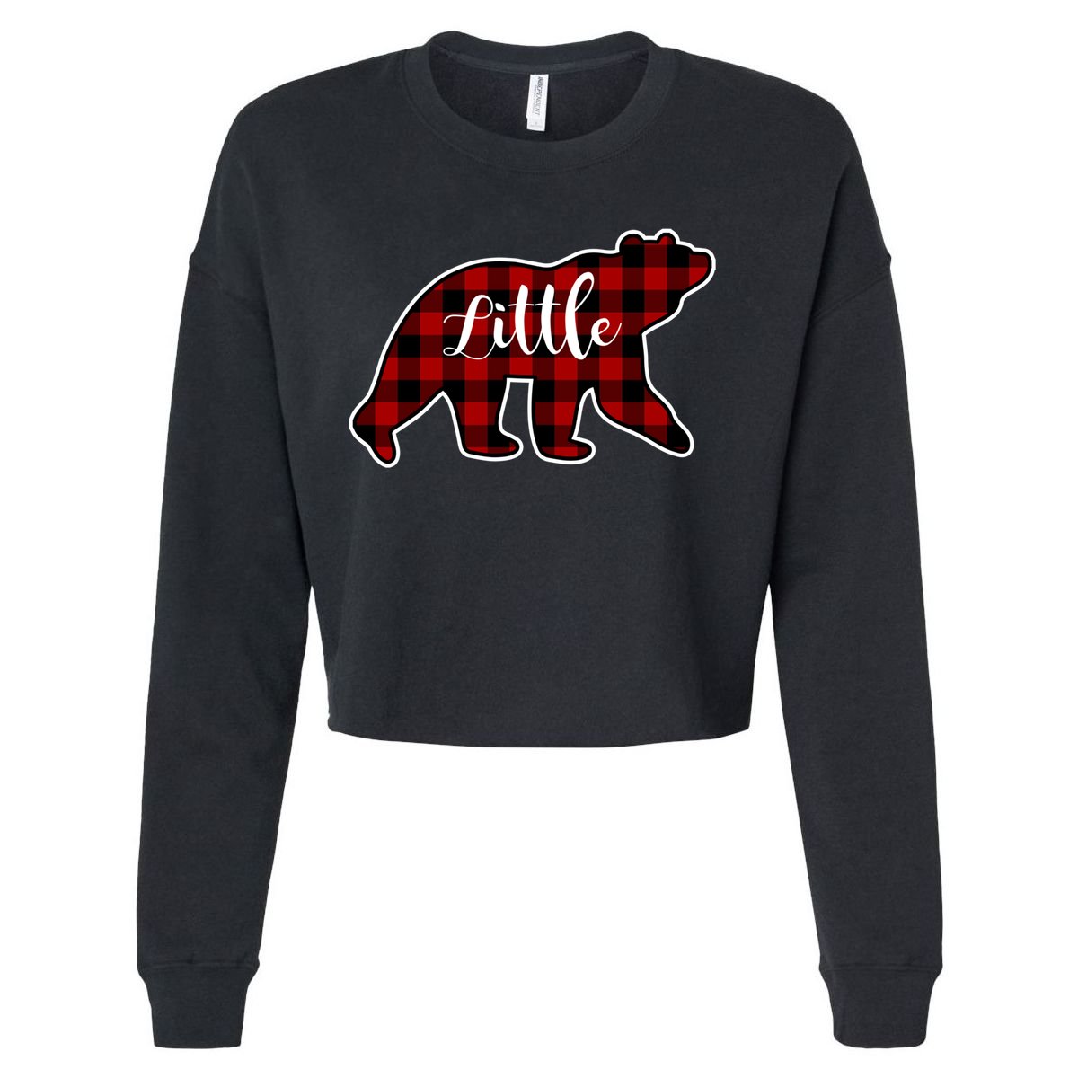 Red Plaid Little Bear Matching Family Group Gift Cropped Pullover Crew