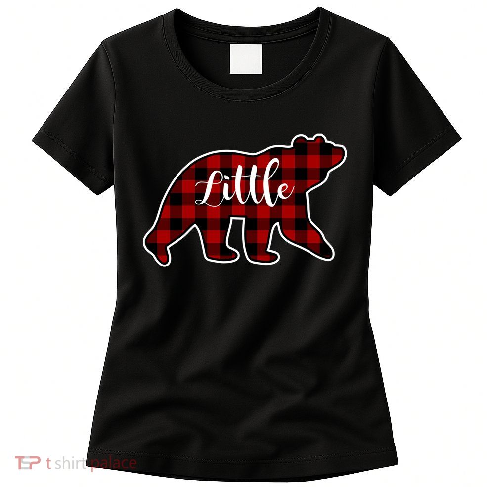 Red Plaid Little Bear Matching Family Group Gift Womens T-Shirt