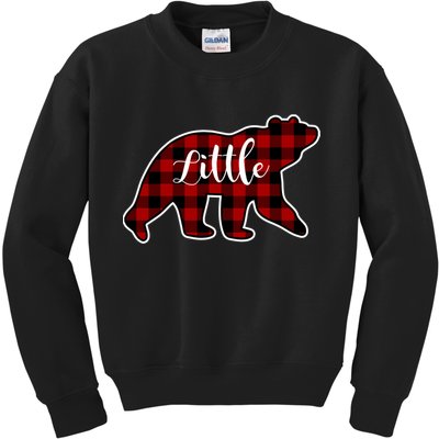 Red Plaid Little Bear Matching Family Group Gift Kids Sweatshirt